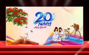 Backdrop Ngày Gặp Lại 20 Năm - Kỷ Niệm Học Sinh, Sinh Viên Vector