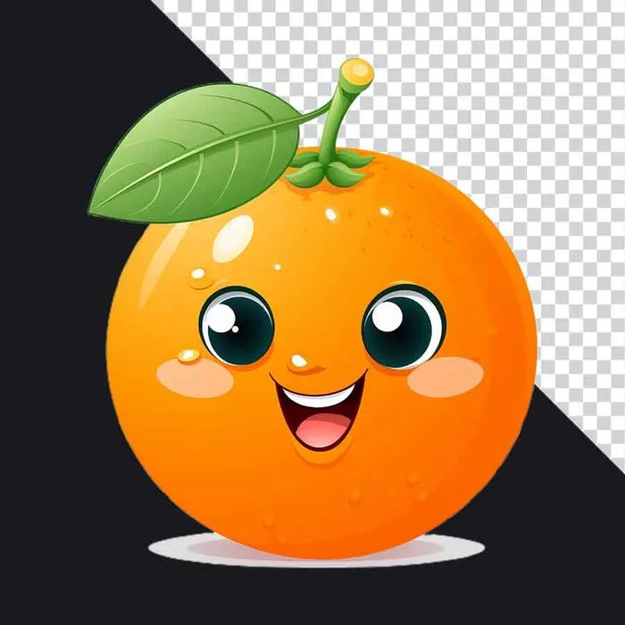 File PNG Quả cam hoạt hình dễ thương tươi cười đáng yêu