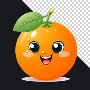 File PNG Quả cam hoạt hình dễ thương tươi cười đáng yêu