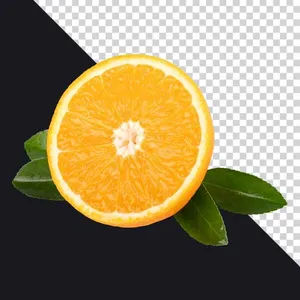 File PNG lát cam tươi mọng nước với lá xanh