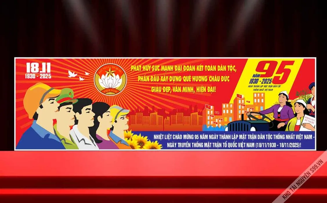 Pano chào mừng kỷ niệm 95 năm ngày thành lập mặt trận  File Corel