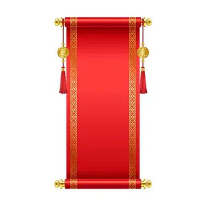 Cuốn thư đỏ treo tua lụa trang trí hoàng gia Vector