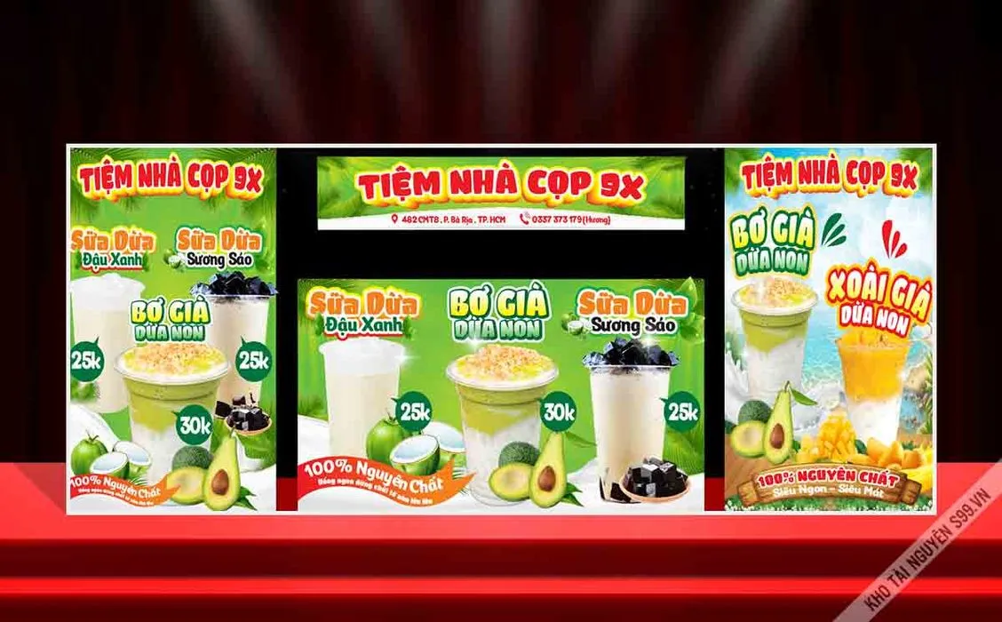 Biển Bảng Quán Nước Ép Trái Cây Đa Năng Chuẩn SEO (File CDR)