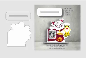 Mẫu thiết kế standee QR chuyển khoản ngân hàng hình mèo thần tài File Corel