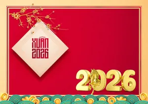 Backdrop Tết Xuân 2026 nền đỏ vàng ngựa vàng File PSD