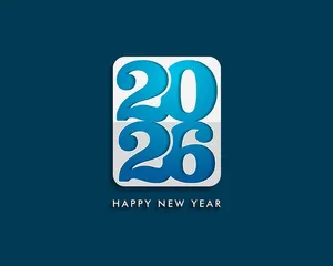 Mẫu 2026 Xanh Gradient Hiện Đại File EPS Happy New Year