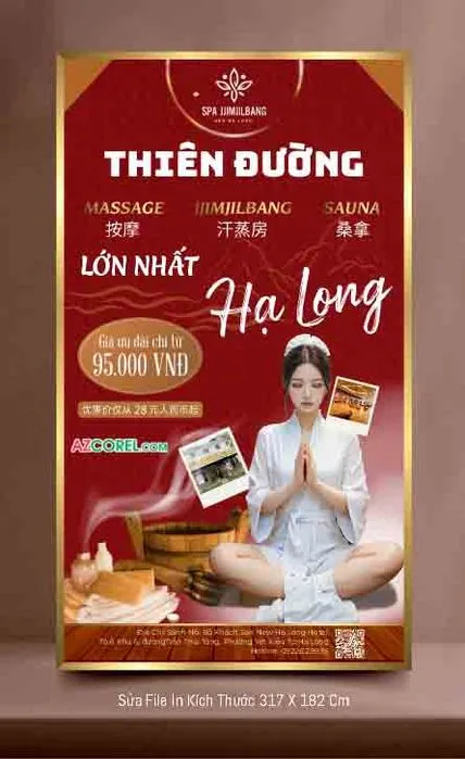 Thiên Đường Spa Ha Long Biển Quảng Cáo Đỏ Vàng Cao Cấp