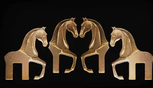 Logo File JPG ngựa vàng đối xứng nền đen