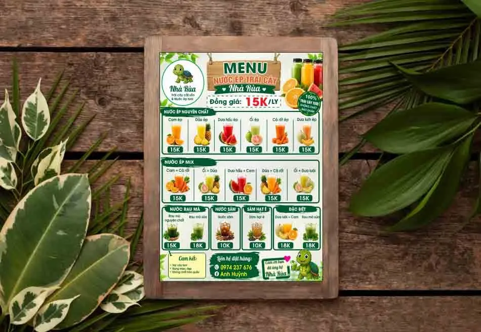 Menu Nước Ép Trái Cây Đa Năng CDR - Thiết Kế Chuyên Nghiệp