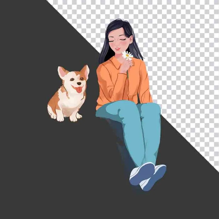 Cô Gái & Con chó  Dễ Thương: Ảnh PNG Chất Lượng Cao cho Thiết Kế Đồ Họa