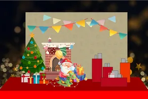 File Corel Phông nền Giáng sinh hộp quà lớn ông già Noel