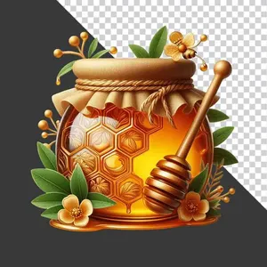 Hũ Mật Ong Dán Nhãn Trang Trí Đẹp - Ảnh PNG Chất Lượng Cao