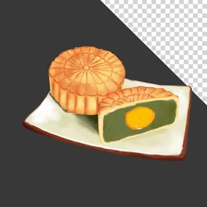 Bánh trung thu nhân trứng muối vàng óng hấp dẫn - File PNG
