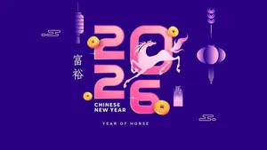 2026 Ngựa Hồng Happy Chinese New Year - File JPG