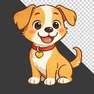Cún Con Hoạt Hình Dễ Thương - File PNG Chất Lượng Cao cho Thiết Kế