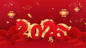 Thiệp Tết 2026 Ngựa Đỏ May Mắn