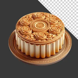 Bánh trung thu khổng lồ hoa văn tinh xảo – File PNG không nền