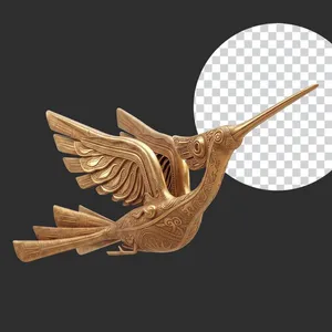 Hình ảnh chim lạc 3D PNG chất lượng cao màu vàng gold họa tiết hoa văn trống đồng Việt Nam - File số 3