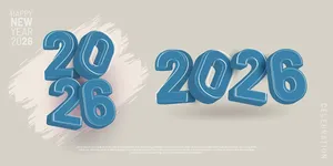 Mẫu Năm 2026 3D Màu Xanh EPS