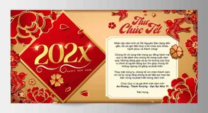Thiệp Chúc Tết Doanh Nghiệp 202X Sang Trọng Đỏ Vàng - File JPG