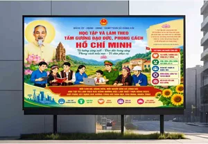 File Corel - Mẫu thiết kế pano tuyên truyền học tập và làm theo tấm gương đạo đức phong cách Hồ Chí Minh