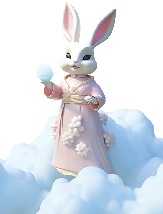 File PNG thỏ ngọc phong cách chibi đáng yêu cho ngày lễ trung thu