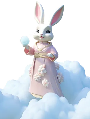 File PNG thỏ ngọc phong cách chibi đáng yêu cho ngày lễ trung thu