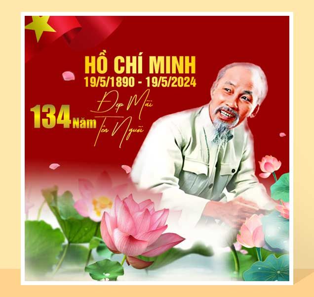 Mẫu banner mừng sinh nhật 134 năm chủ tịch Hồ Chí Minh file Corel - Mẫu số RR212