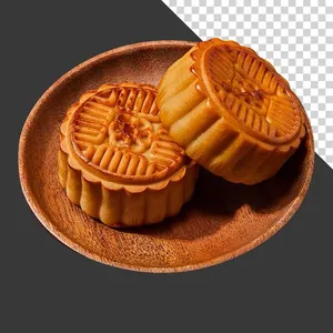 Bánh trung thu đẹp trên đĩa gỗ