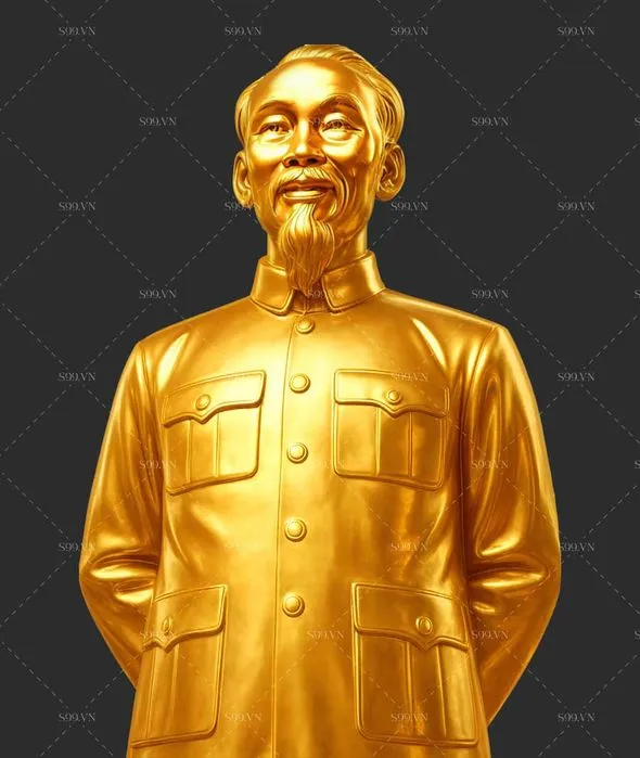 Hình ảnh tượng Bác Hồ PNG màu vàng gold chất lượng cao 4.388 x 5.600 pixels