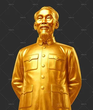 Hình ảnh tượng Bác Hồ PNG màu vàng gold chất lượng cao 4.388 x 5.600 pixels