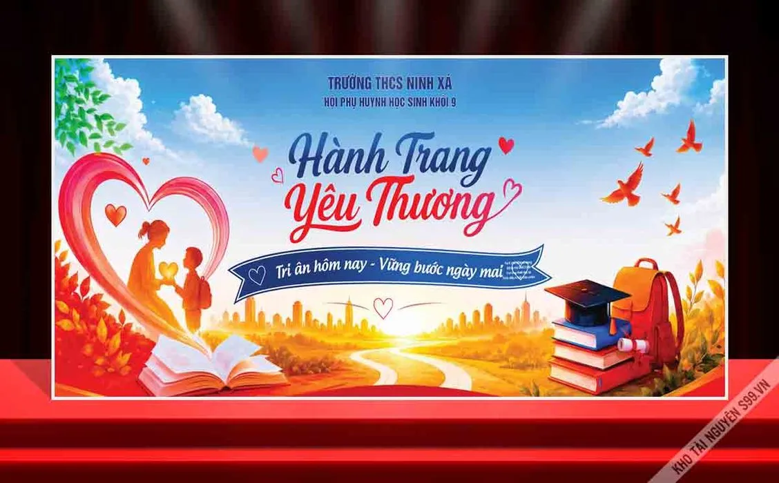 Backdrop "Hành Trình Yêu Thương" Đẹp Mắt - File CDR Chất Lượng Cao