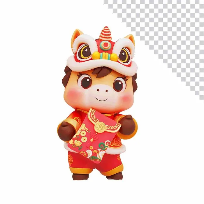 Hình Minh Họa Ngựa Đội Lân Giữ Bao Lì Xì Đỏ PSD