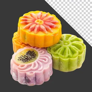 Bánh trung thu tuyết nhiều màu nhân hoa quả – File PNG không nền