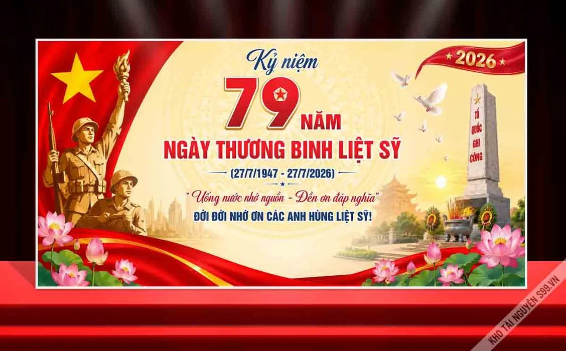 Mẫu thiết kế phông nền kỷ niệm 79 năm ngày Thương binh Liệt sĩ 27 tháng 7 năm 2026 File Corel