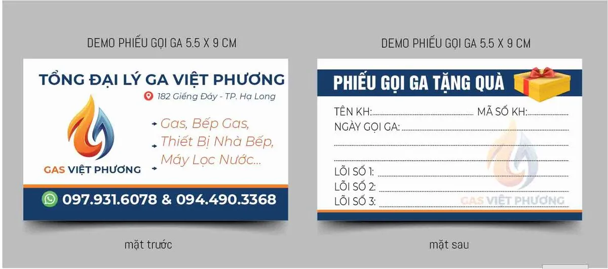 Mẫu thiết kế name card tổng đại lý ga Việt Phương File Corel