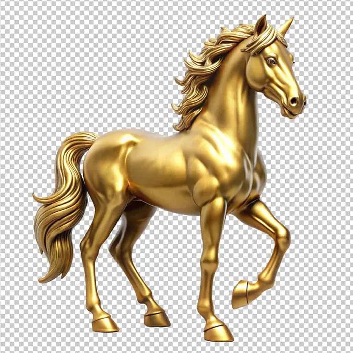 File PSD Ngựa vàng mạnh mẽ đứng kiêu hãnh