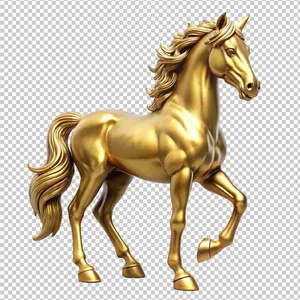 File PSD Ngựa vàng mạnh mẽ đứng kiêu hãnh