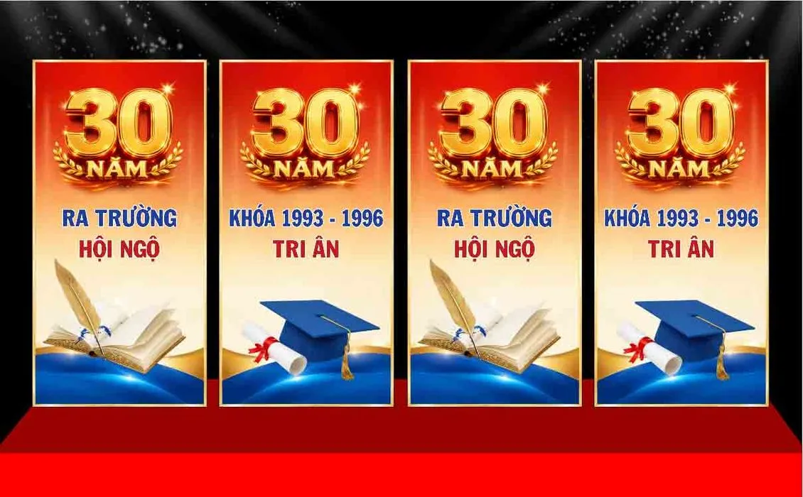 Mẫu thiết kế phướn thả kỷ niệm 30 năm ra trường hội ngộ tri ân File Corel
