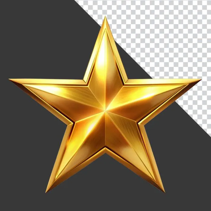 File PNG Ngôi sao vàng kim loại bóng 