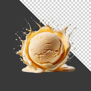 File PNG viên kem vani rơi tung tóe sống động tách nền