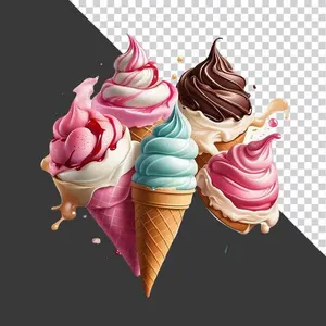 Hình ảnh kem ốc quế 3D nhiều hương vị tách nền File PNG