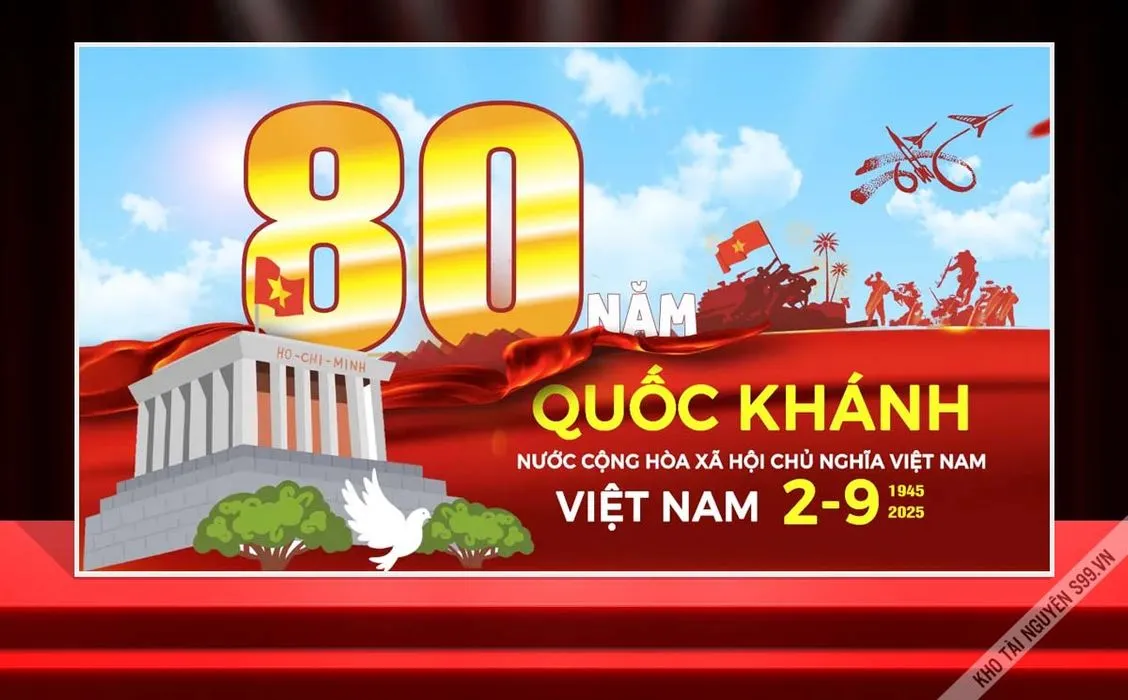 Backdrop Chào Mừng 80 Năm Quốc Khánh Việt Nam mùng 2 tháng 9 - File Corel