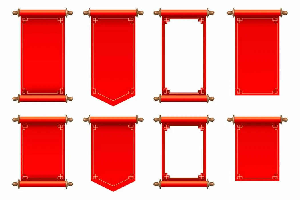 Cuộn thư đỏ cổ trang Trung Quốc Vector