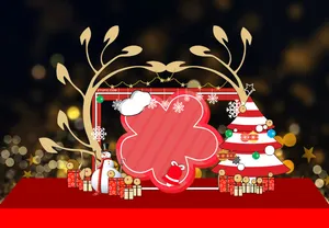 File Corel Backdrop Giáng Sinh Khung Hoa Đỏ Người Tuyết