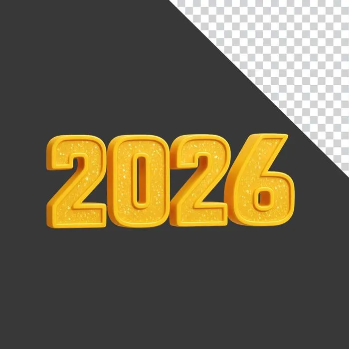 Số 2026 mầu vàng rực rỡ File PNG