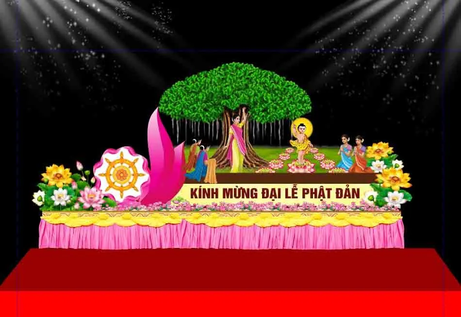 Backdrop Kính Mừng Đại Lễ Phật Đản CDR - Thiết Kế Chuyên Nghiệp