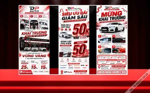 Mẫu thiết kế phướn thả khai trương DP Auto đại tiệc đồ chơi xe ô tô File Corel