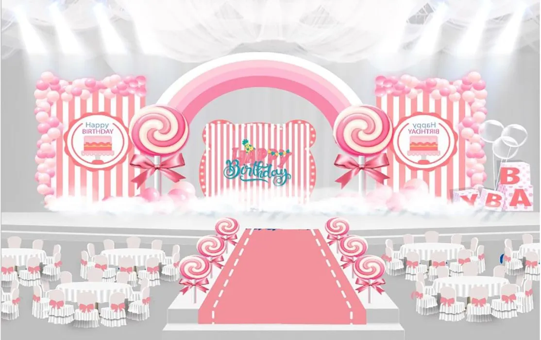 Backdrop Sinh Nhật Chủ Đề Kẹo Ngọt File Corel