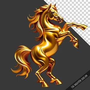 Hình ảnh ngựa vàng file PNG cao cấp trang trí đồ họa Tết